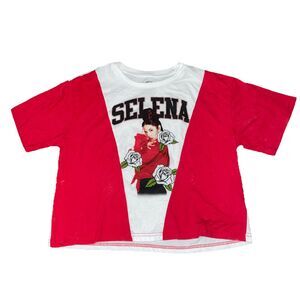 Selena T-Shirt Red White Cropped Quintanilla Official Merchandise Size XL